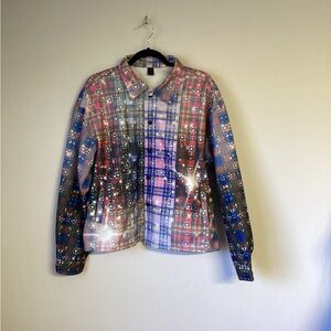 ROMWE Multicolor Plaid Bomber Jacket Size Large